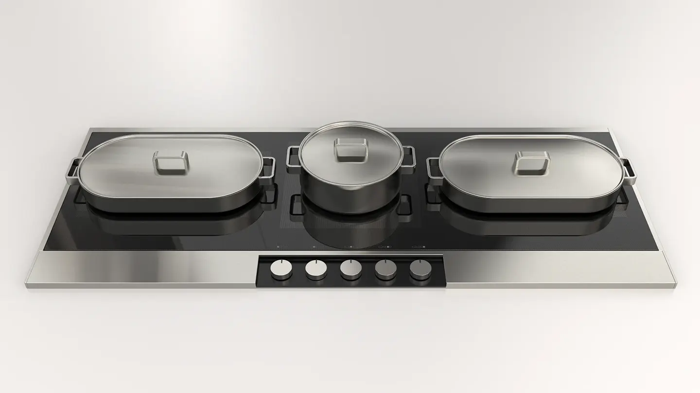 Enova 120 inox, vue de face avec trois cocottes