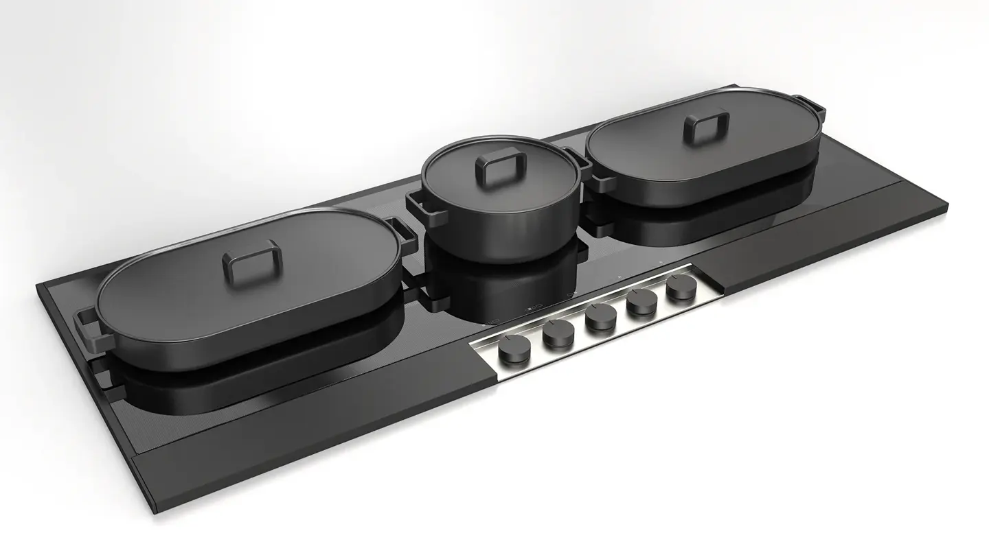Enova 120 noir mat anodisé en perspective avec cocottes