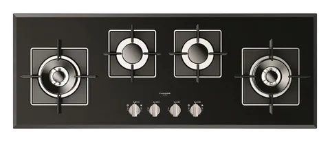 Plan de cuisson gaz 112 sur verre Fulgor Milano FCH 1124 G 2DWK BK