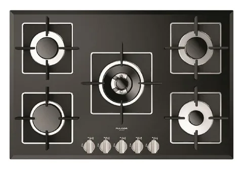 Plan de cuisson gaz 75 sur verre Fulgor Milano FCH 775 G WK BK