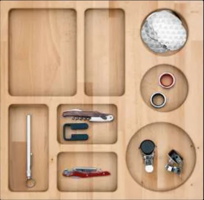 Coffret en bois pour accessoires vin, intérieur de tiroir Fulgor Milano FWC ADC 150